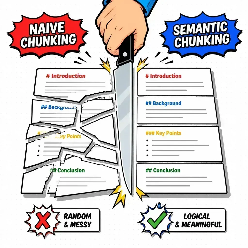 Structural vs naive chunking illustration