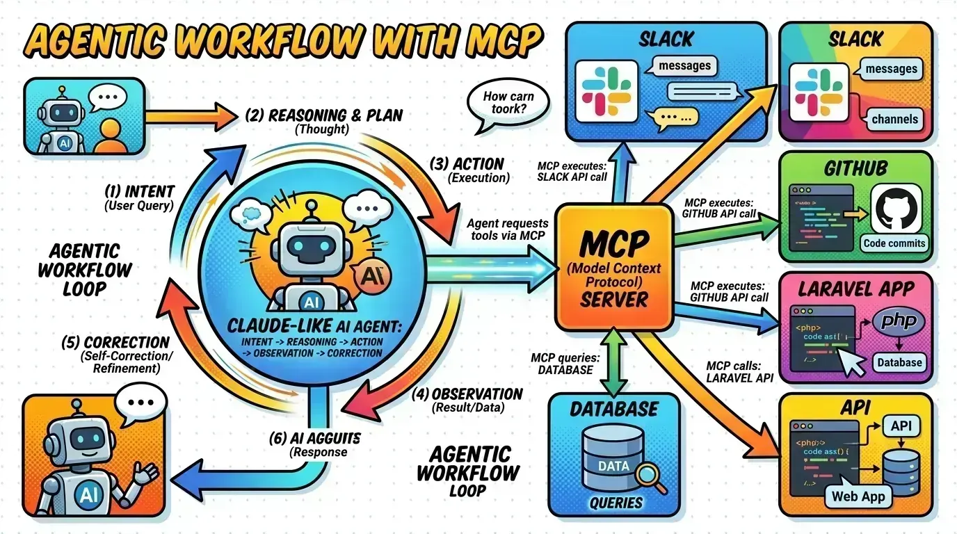 Architecture diagram showing the broken loop between developer, AI, and tools