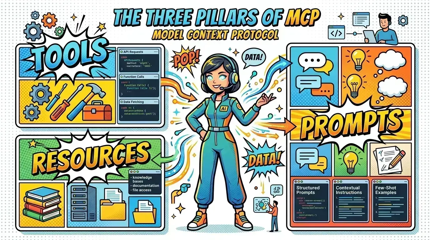 Visual breakdown of MCP primitives — tools, resources, prompts